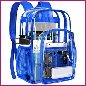 Clear PVC Backpack Heavy Duty See Through Laptop Bookbag Travel Security